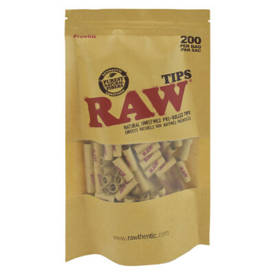 RAW - Natural Unrefined Pre-Rolled Tips 200 Pack Rolling Papers, Cones and Filters