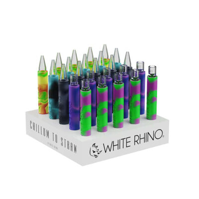 WHITE RHINO | Flip Chillum To Straw - Assorted -Pyrex Tip