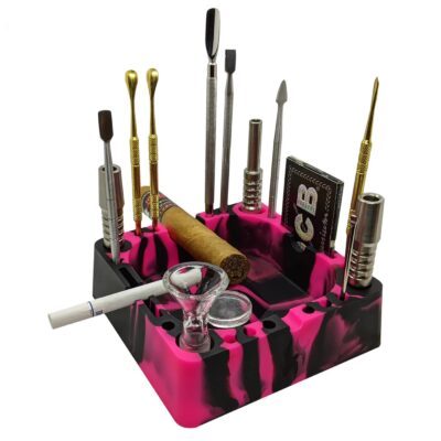 Herbhuggers | Premium Silicone Ashtray with Accessory Organizing Slot Holders