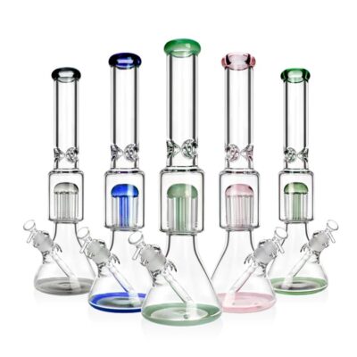 17.5" 9mm 12 Tree Arm Perc Beaker Bong - Pink